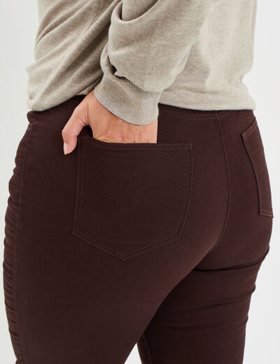 Pantalon straight taille haute Modavista marron foncé femme grande taille