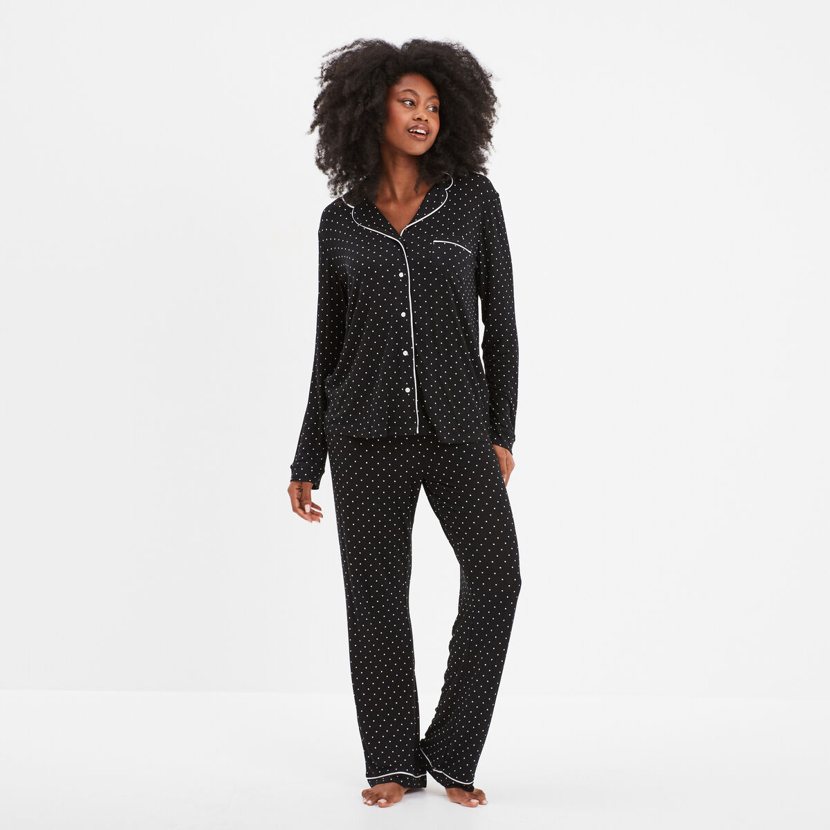 Ensemble pyjama 2 pièces noir femme