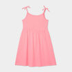 Robe courte bretelles nouées évasée rose fluo fille