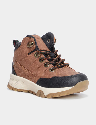 Boots zippées à lacets Trappeur camel garçon