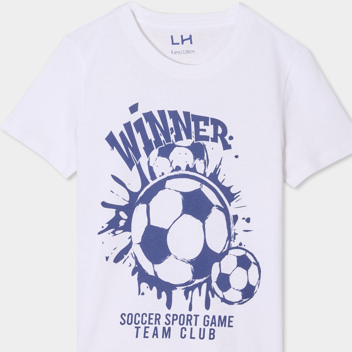 T-shirt col rond manches courtes coton blanc garçon