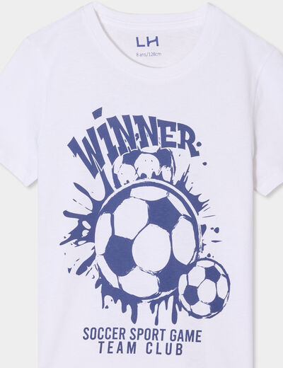 T-shirt col rond manches courtes coton blanc garçon