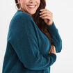 Pull col en V manches longues bleu canard femme grande taille
