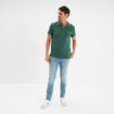 Polo manches courtes bords contrastés vert canard homme