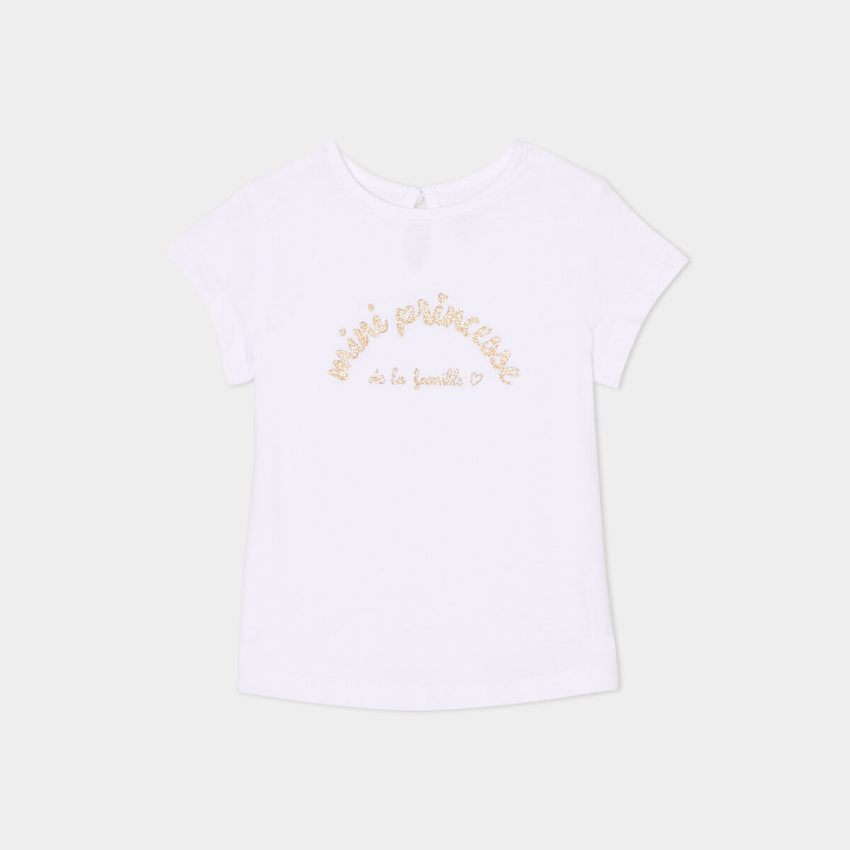 T-shirt manches courtes coton blanc b&eacute;b&eacute; fille