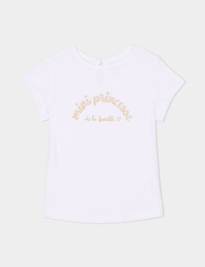 T-shirt manches courtes coton blanc bébé fille