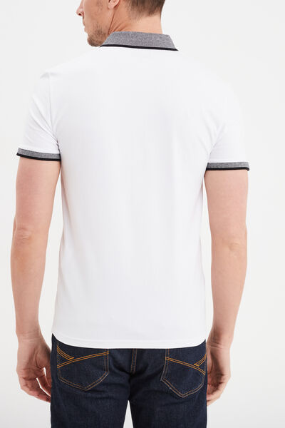 Polo coton stretch droit manches courtes blanc homme