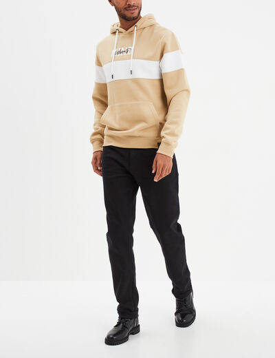 Sweat à capuche hoodie Liberto beige homme