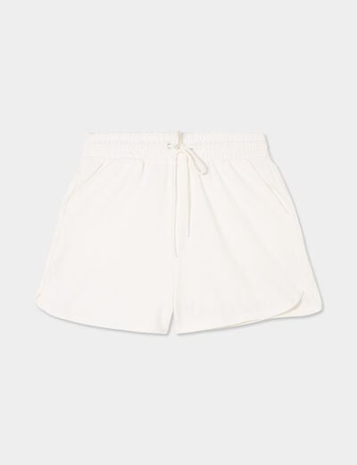 Short de jogging taille élastiquée blanc femme