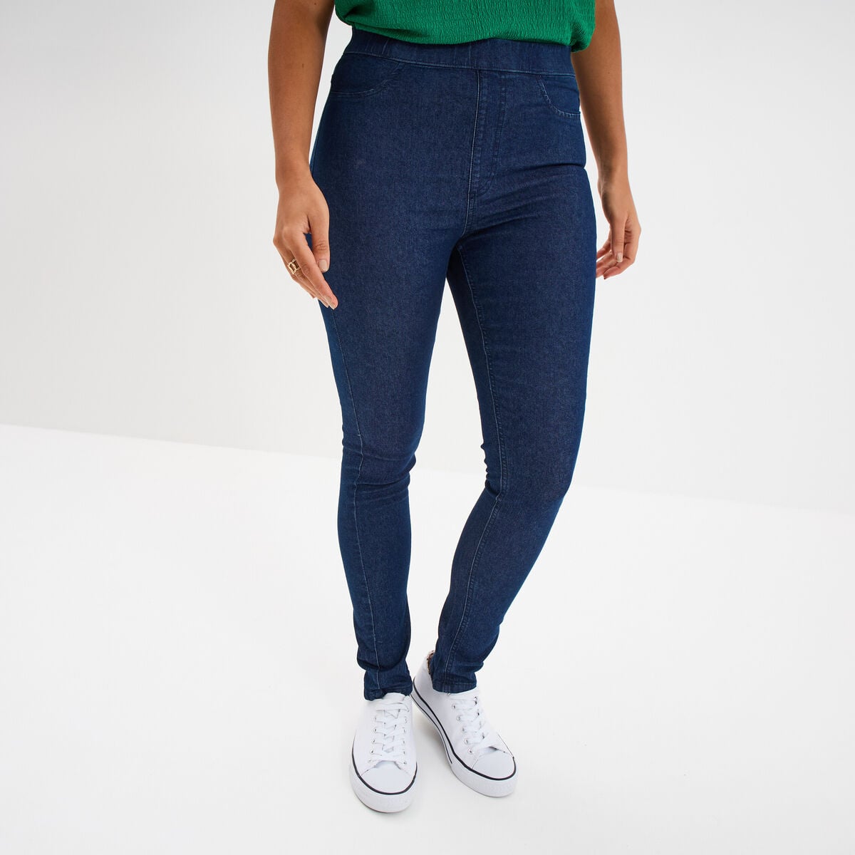 Jegging taille haute denim brut femme
