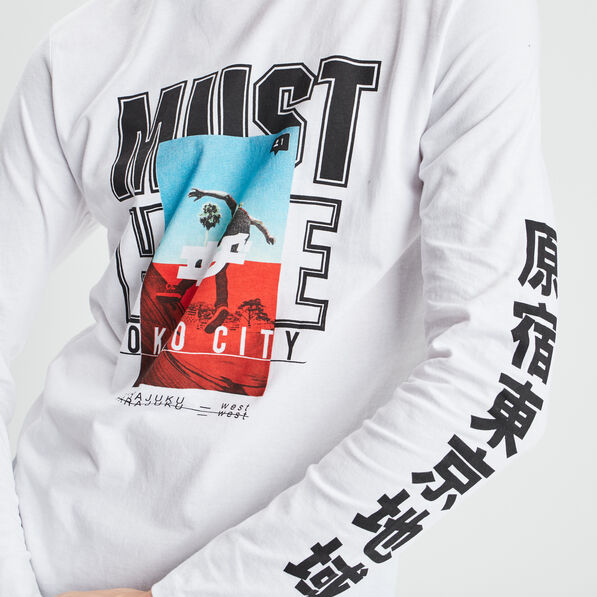 T-shirt manches longues blanc homme