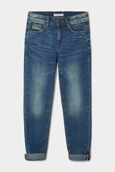 Jeans slim stretch Creeks denim double stone garçon