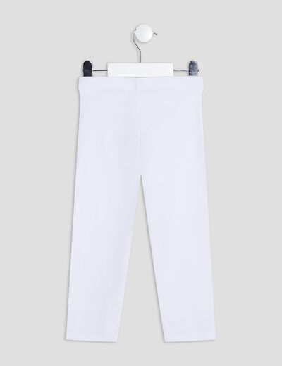 Legging 3/4 coton taille élastiquée blanc fille