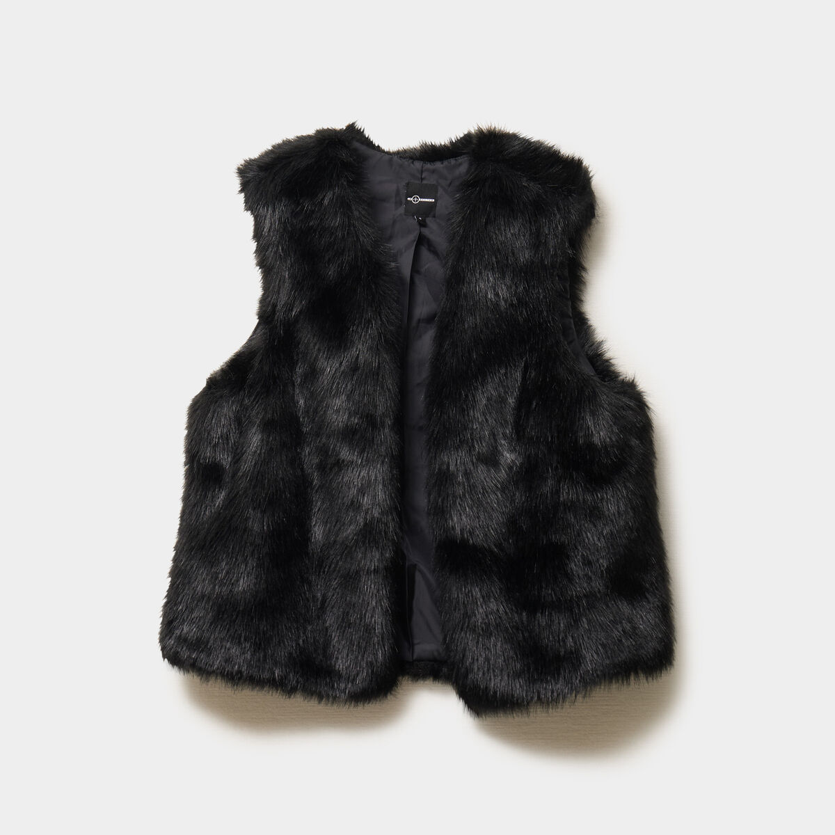 Veste fausse fourrure sans manches noir femme