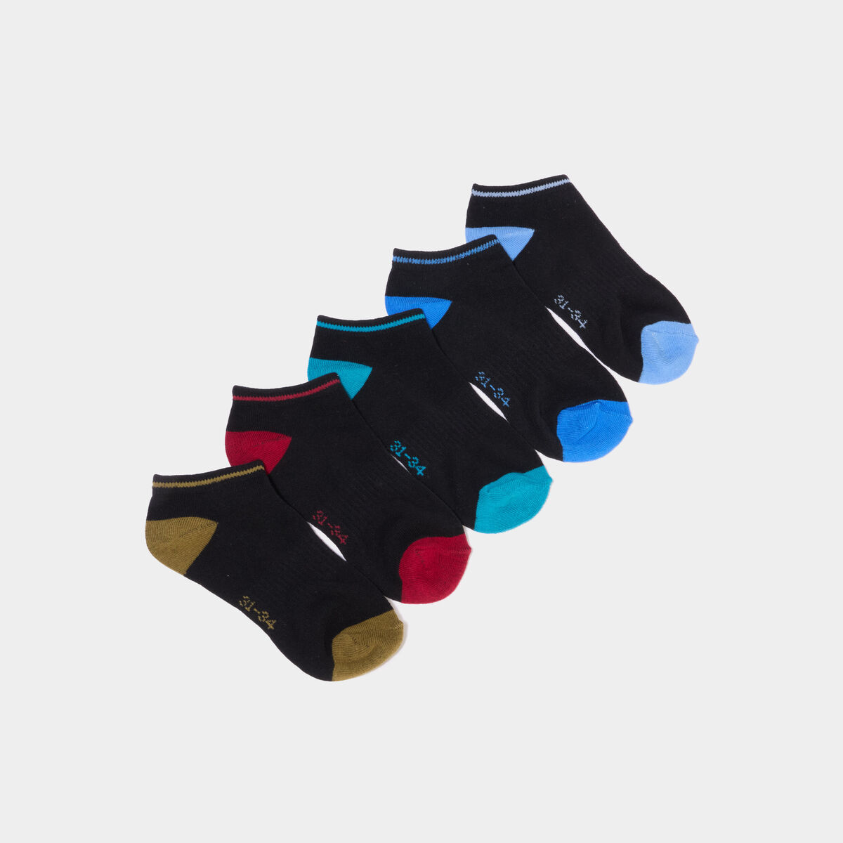 Lot 5 paires chaussettes invisibles multicolore gar&ccedil;on