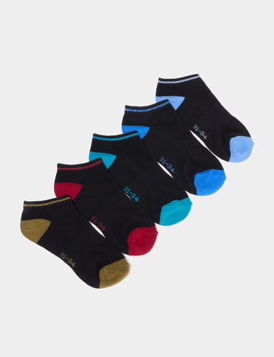 Lot 5 paires chaussettes invisibles multicolore gar&ccedil;on
