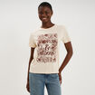 T-shirt ajust&eacute; manches courtes coton ivoire femme