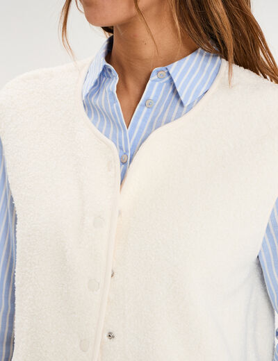 Veste sans manches effet polaire ecru femme