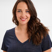 T-shirt col en V manches courtes bleu foncé femme grande taille