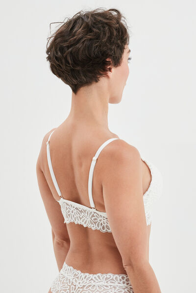 Soutien-gorge triangle avec dentelle blanc femme