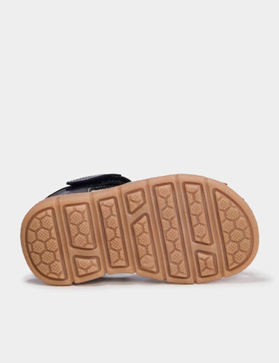 Sandales &agrave; scratchs en cuir bleu b&eacute;b&eacute; gar&ccedil;on