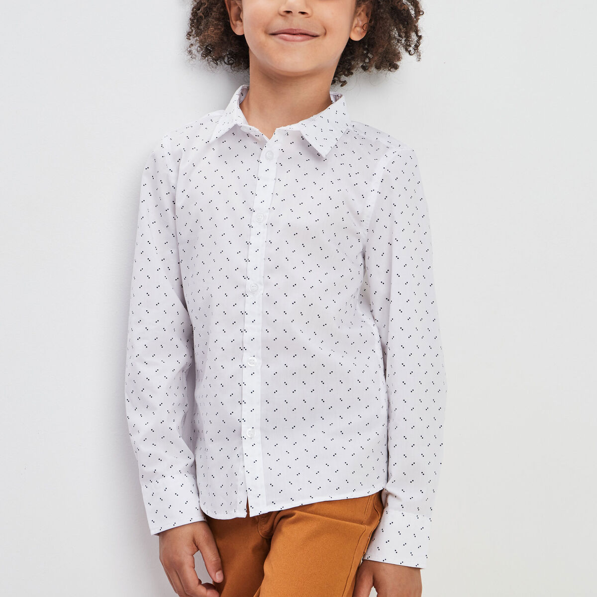 Chemise manches longues blanc garçon