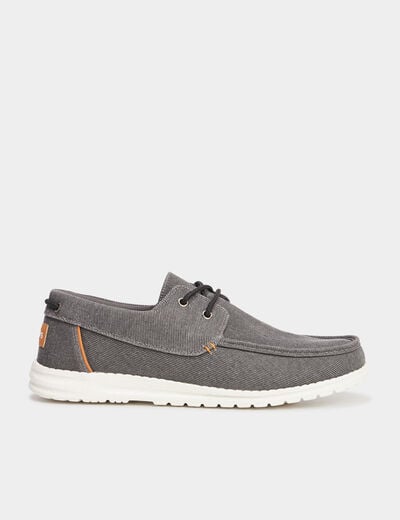 Chaussures bateau à lacets gris homme