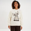 Sweat col rond manches longues Stitch ivoire femme