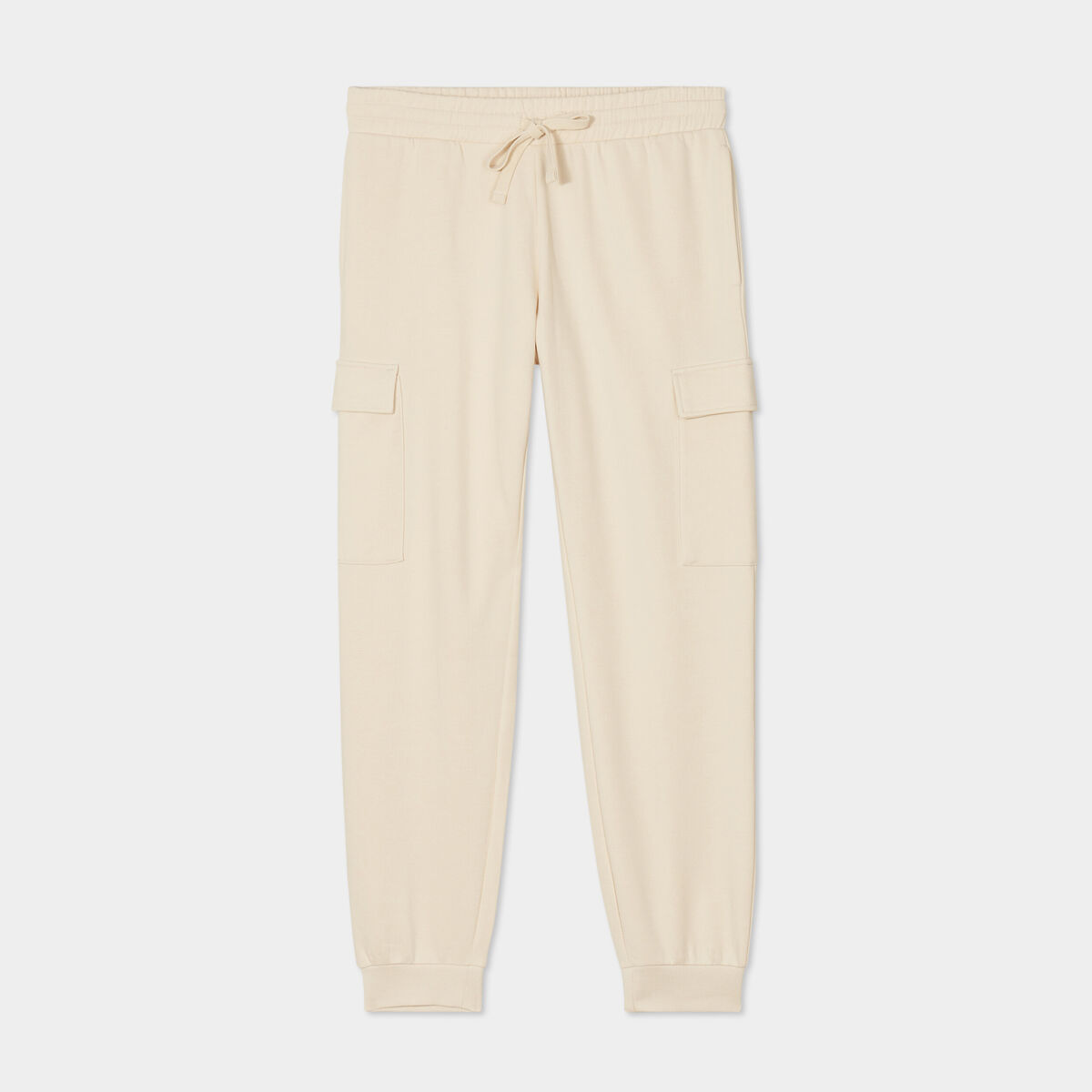 Pantalon jogging cargo molleton ecru homme