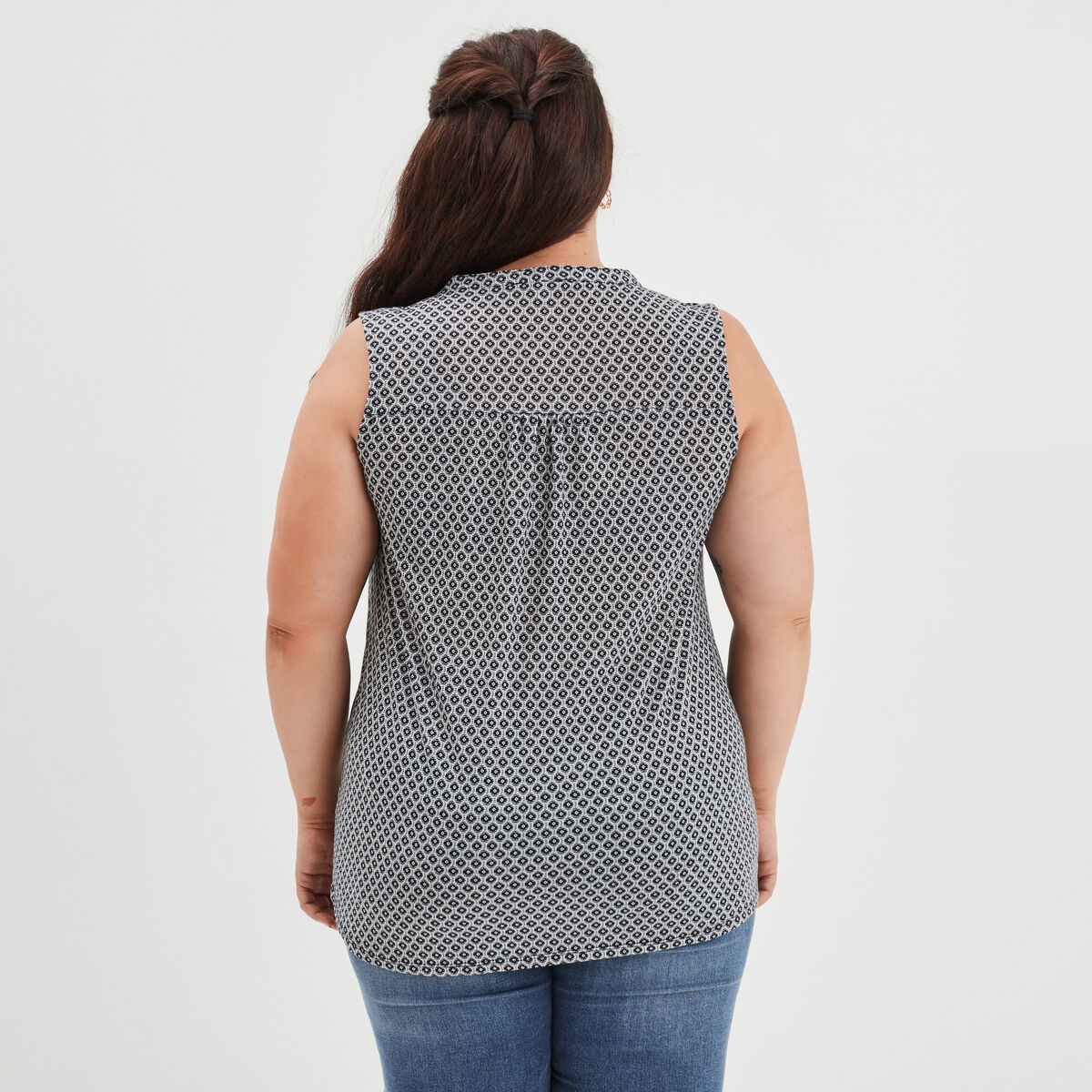 Débardeur ajusté col en V noir femme grande taille