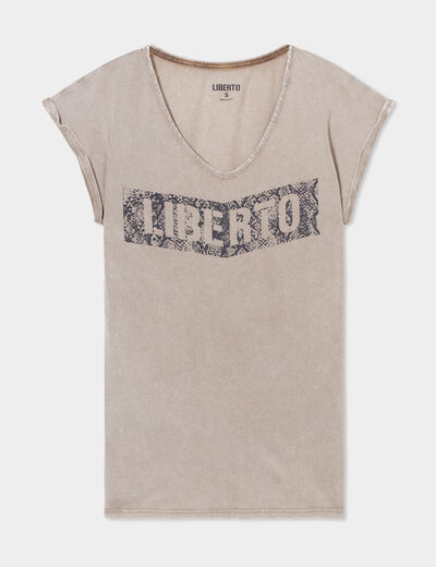 T-shirt délavé en coton Liberto marron foncé femme