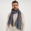 Foulard rectangulaire avec bords franges bleu marine homme