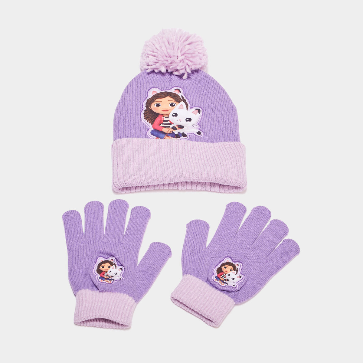 Ensemble bonnet et gants Gabby violet fille