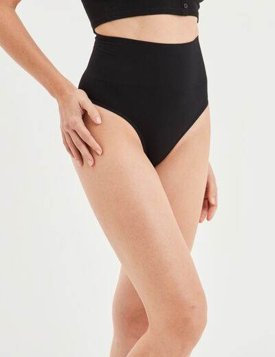 String gainant taille haute noir femme