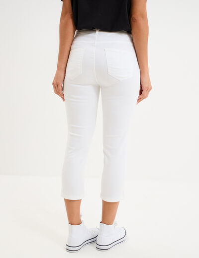 Pantacourt slim twill 5 poches blanc femme