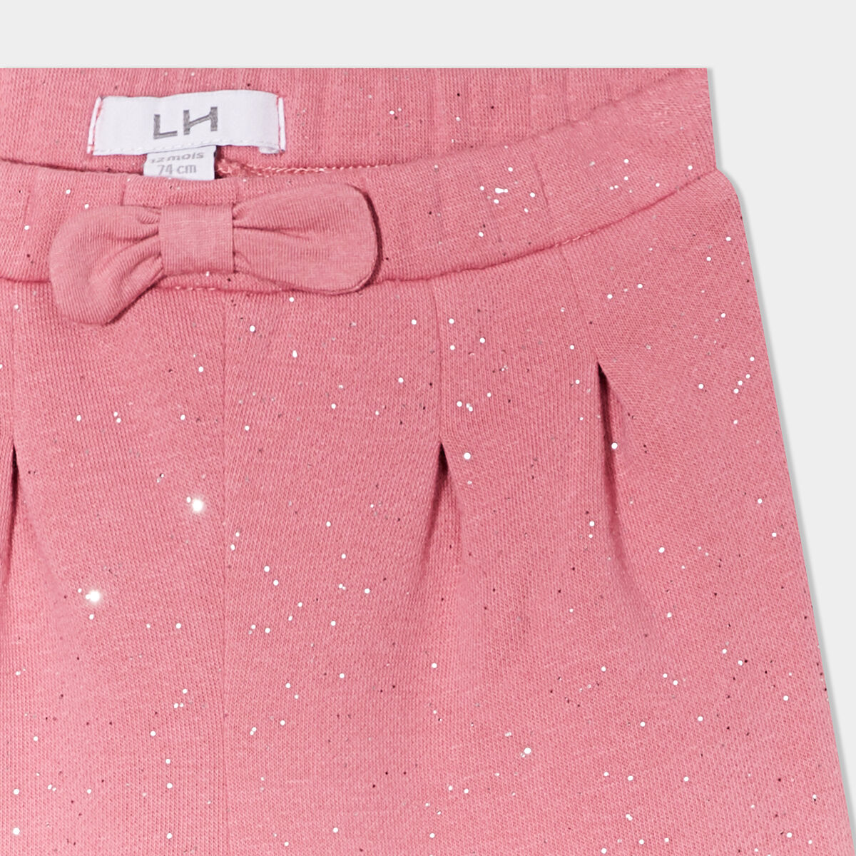 Pantalon jogging paillettes et noeud vieux rose bébé fille