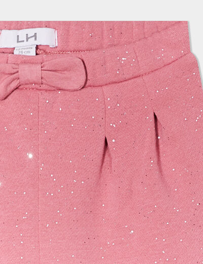 Pantalon jogging paillettes et noeud vieux rose bébé fille
