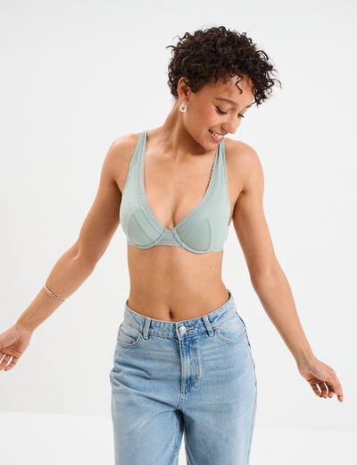 Soutien-gorge foulard paddé vert clair femme