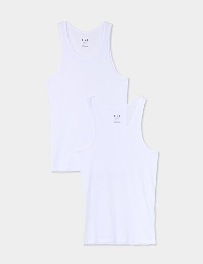 Lot 2 maillots de corps en coton blanc homme