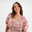 Robe longue fluide manches 3/4 terracotta femme grande taille