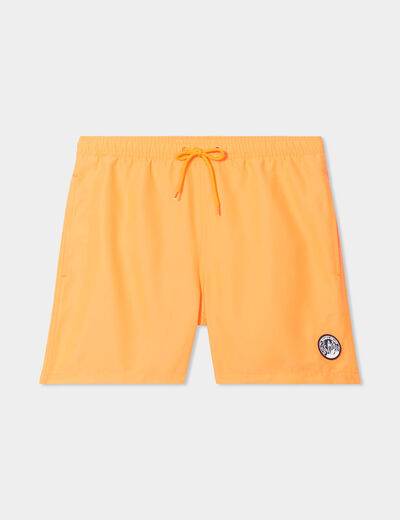 Short de bain droit taille &eacute;lastiqu&eacute;e orange corail homme