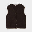 Gilet sans manches col V boutonn&eacute; marron fonc&eacute; femme