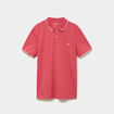 Polo piqu&eacute; coton manches courtes rose framboise homme