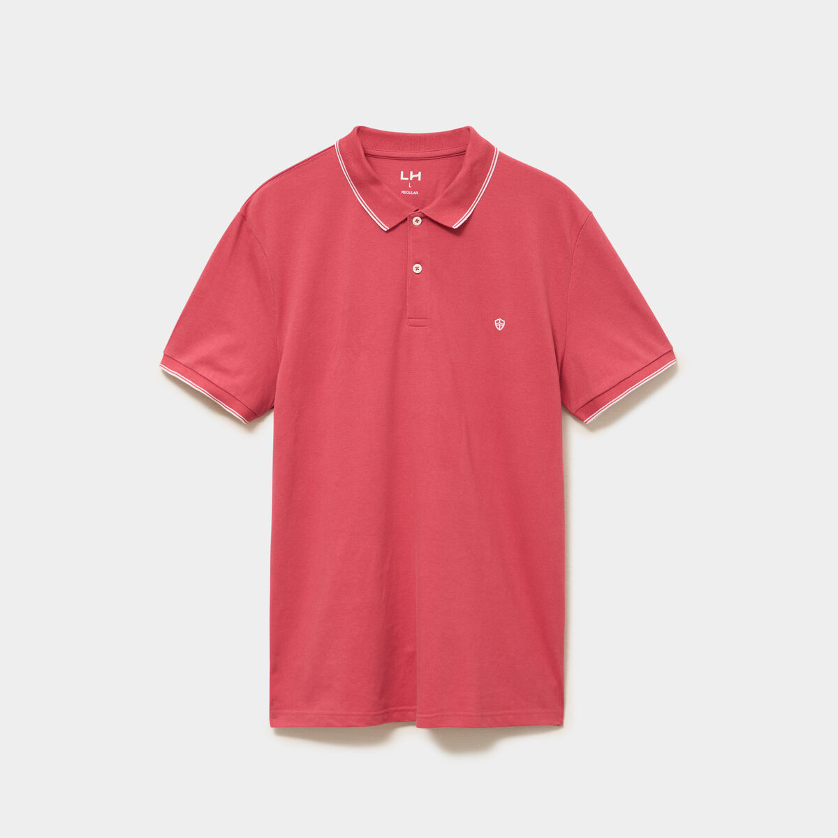 Polo piqu&eacute; coton manches courtes rose framboise homme