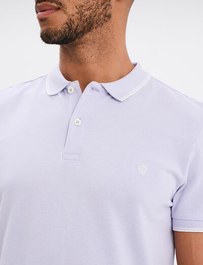 Polo manches courtes bords contrastés parme homme