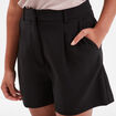 Short large taille haute à pinces noir femme