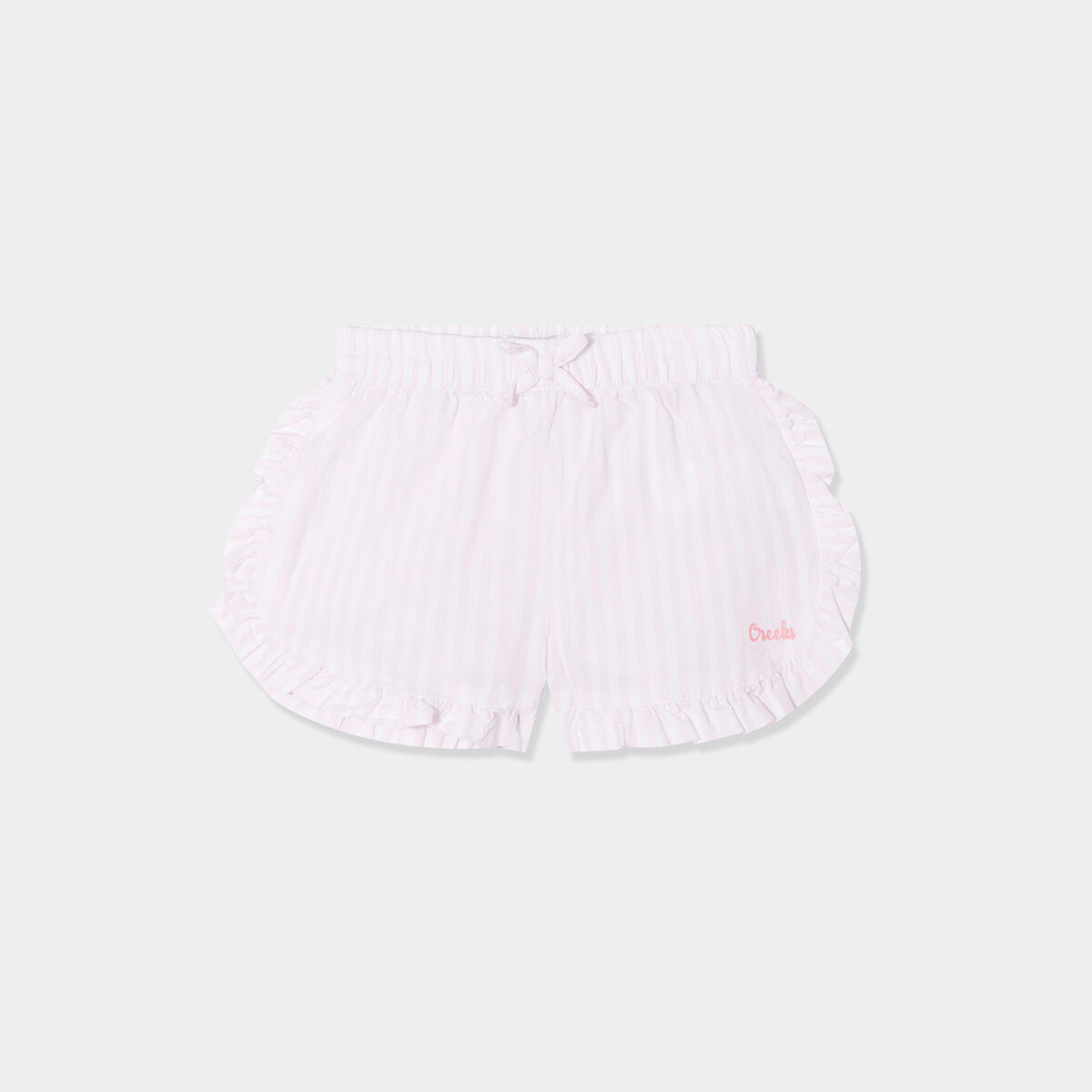 Short à volants et noeud coton Creeks rose clair bébé fille