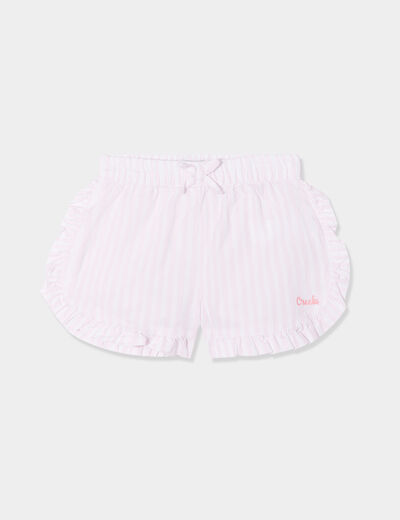 Short à volants et noeud coton Creeks rose clair bébé fille