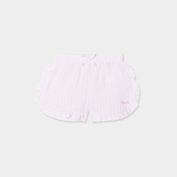Short à volants et noeud coton Creeks rose clair bébé fille