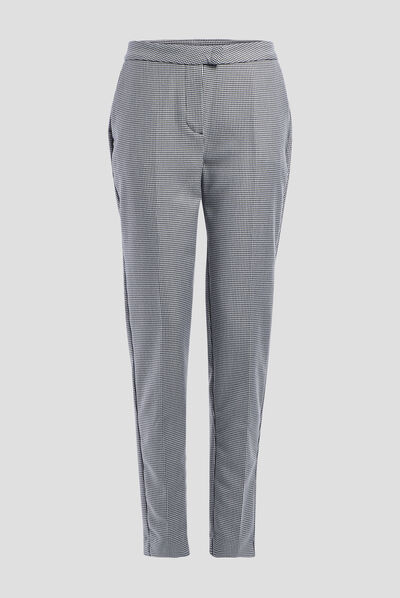 Pantalon droit à pinces blanc femme